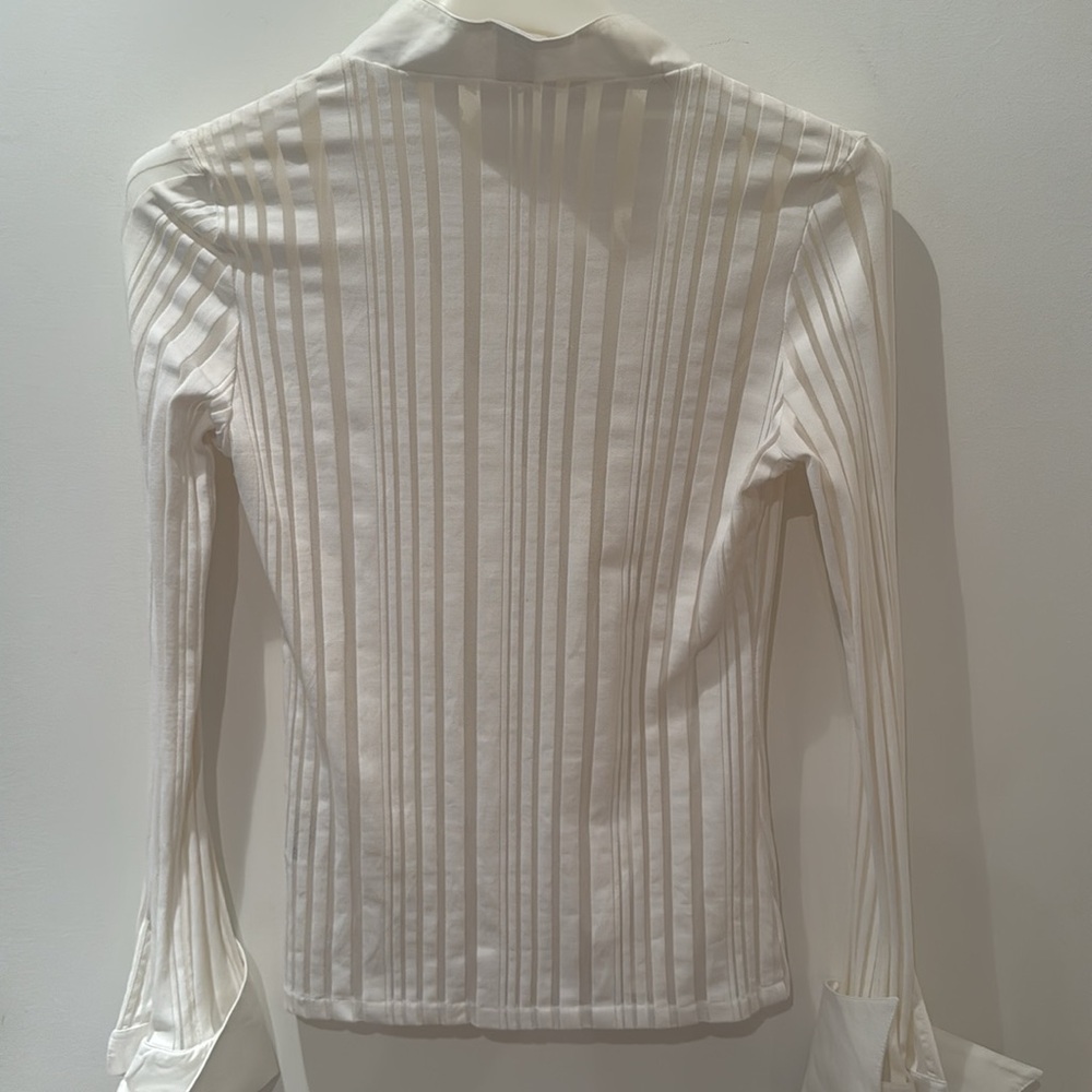 RAYURE French cuff Vintage Elegant White Blouse. Size F40. (S) Made in France. - Picture 2 of 8
